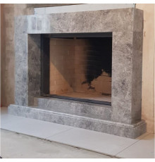 КП-P316148 П-образный портал из серого камня с открытой топкой